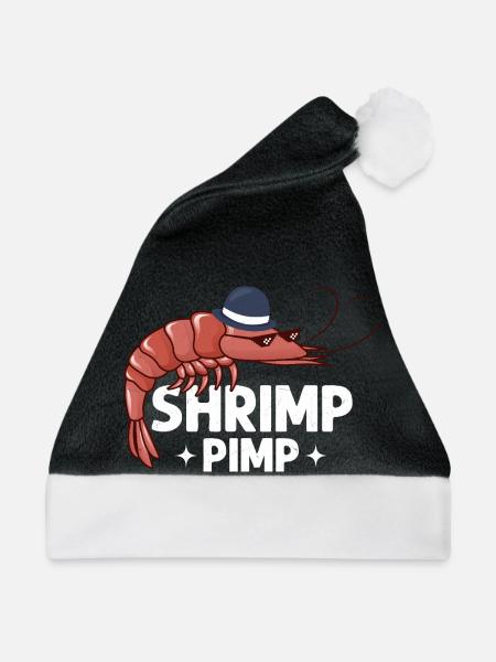 Shrimp Pimp Shrimp Lover Seafood - Weihnachtsmütze - Schwarz/Weiß - Vorne