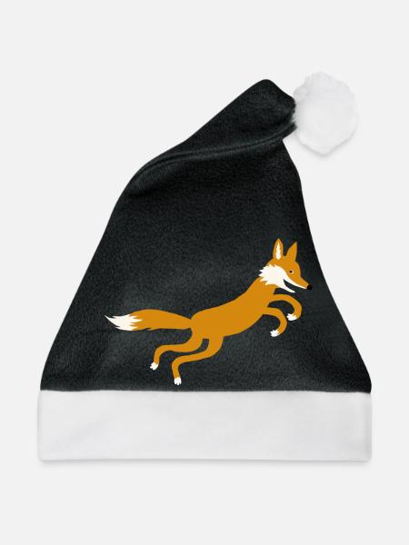 Fuchs springt - Weihnachtsmütze - Schwarz/Weiß