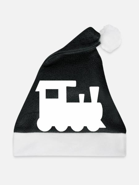 Lokomotive Kinderspielzeug Zug Bahn Verkehr - Weihnachtsmütze - Schwarz/Weiß - Vorne