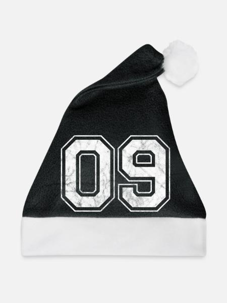 Anzahl 09 - Weihnachtsmütze - Schwarz/Weiß - Vorne