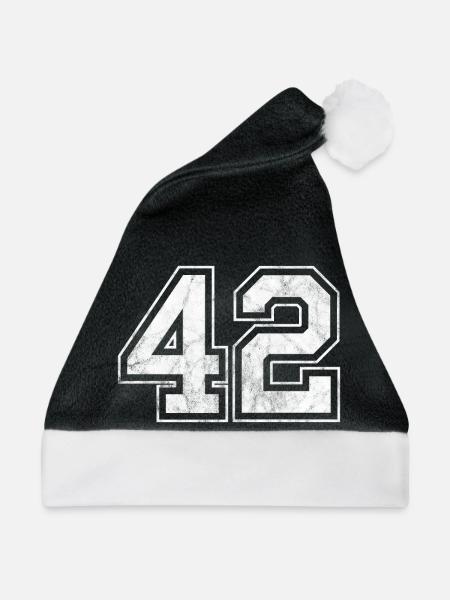 Anzahl 42 - Weihnachtsmütze - Schwarz/Weiß - Vorne
