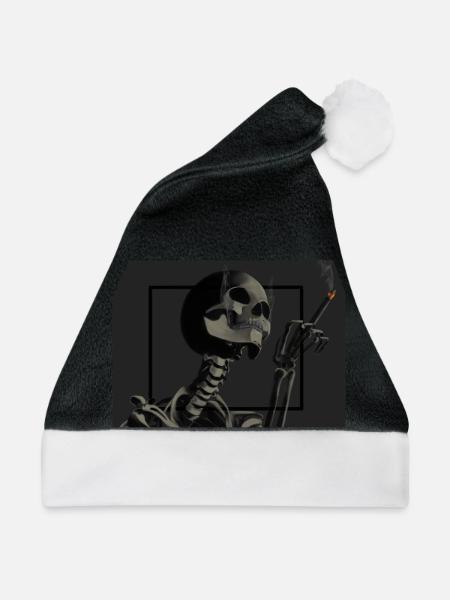 Skelett raucht Zigaretten - Weihnachtsmütze - Schwarz/Weiß