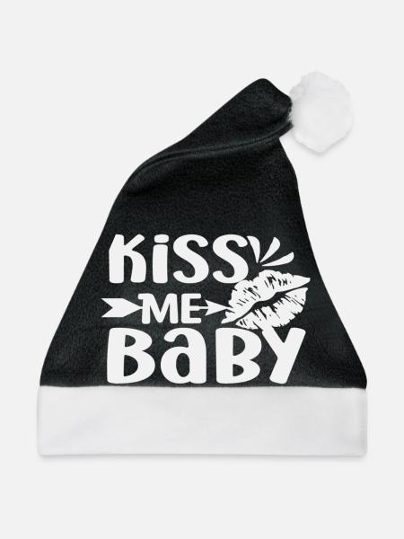 Kiss Me Baby - Weihnachtsmütze - Schwarz/Weiß