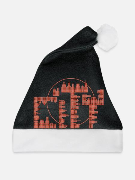 Skyline, Stadt - Rote Version - Weihnachtsmütze - Schwarz/Weiß