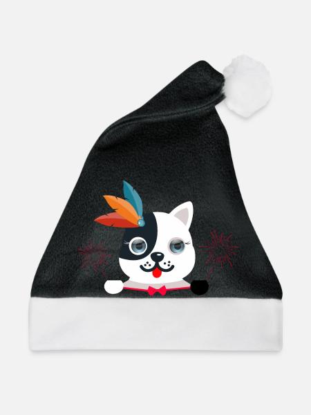 Сute blauäugige Katze - Weihnachtsmütze - Schwarz/Weiß