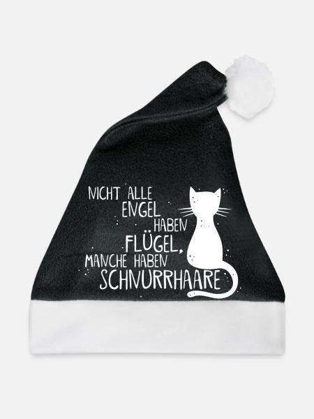 KATZE = ENGEL - Weihnachtsmütze - Schwarz/Weiß - Vorne