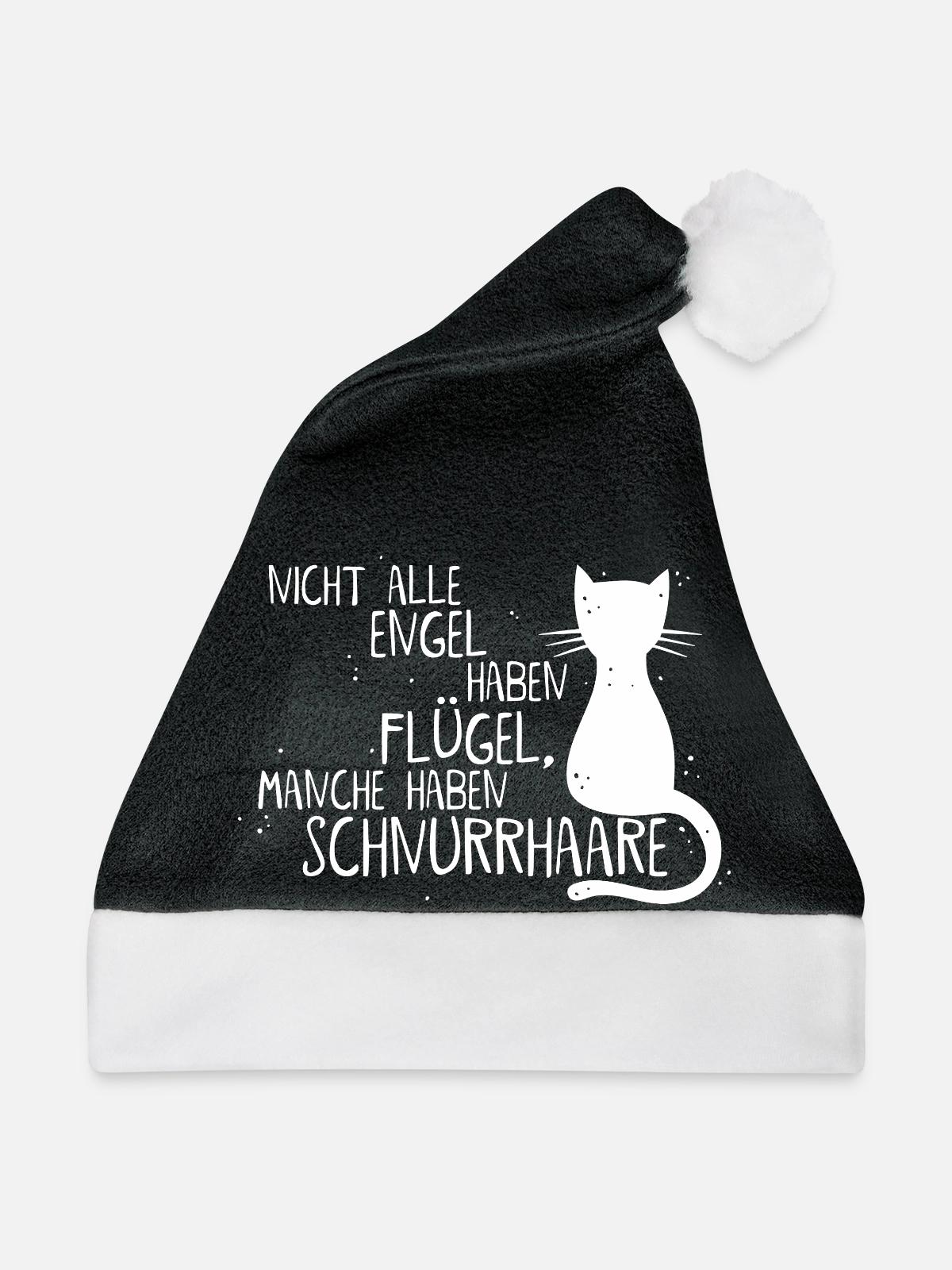 KATZE = ENGEL - Weihnachtsmütze - Schwarz/Weiß - Vorne