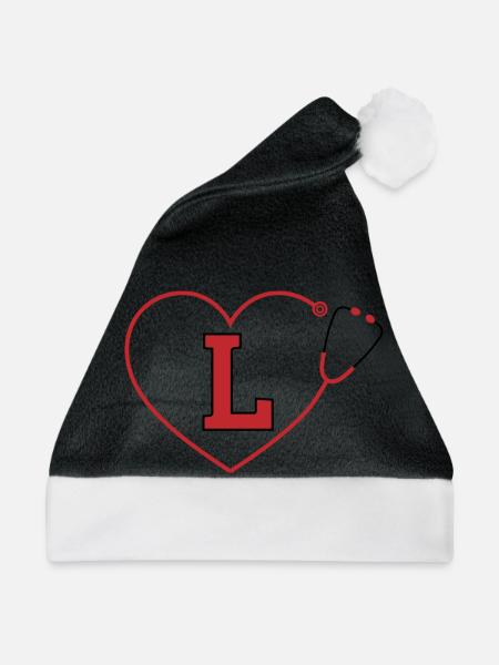 Buchstabe l Stethoskop - Weihnachtsmütze - Schwarz/Weiß
