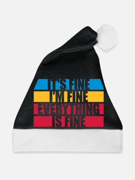 everything is fine Zitat - Weihnachtsmütze - Schwarz/Weiß