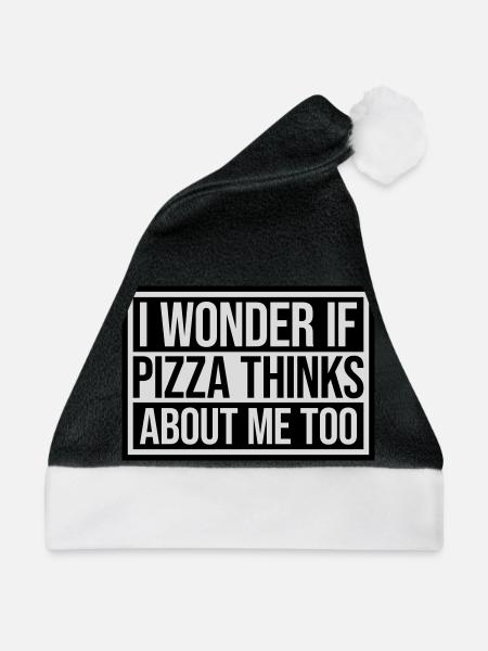 pizza thinks about me - Weihnachtsmütze - Schwarz/Weiß