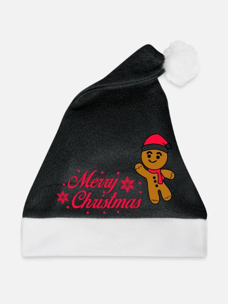Lebkuchenmann - Weihnachtsmütze - Schwarz/Weiß