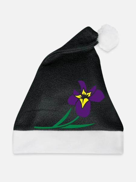 Blumen: Iris - Weihnachtsmütze - Schwarz/Weiß
