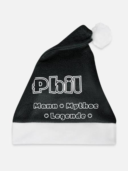 Phil - Mann, Mythos, Legende - Weihnachtsmütze - Schwarz/Weiß - Vorne