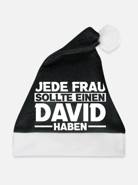 David - Weihnachtsmütze - Schwarz/Weiß - Vorne