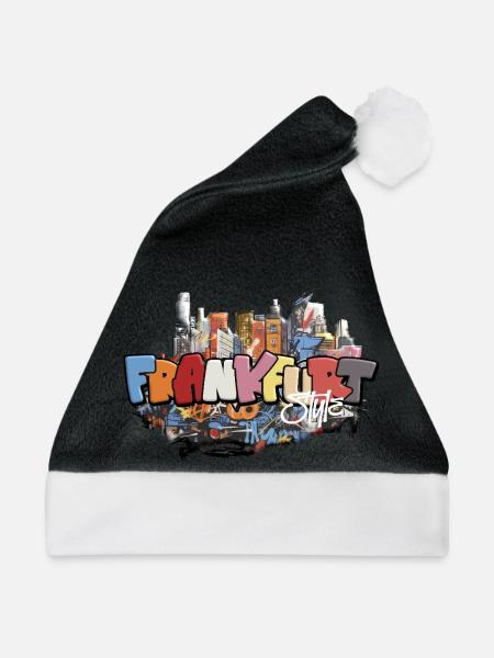 Frankfurt Ghetto Style Graffiti Airbrush Design - Weihnachtsmütze - Schwarz/Weiß - Vorne