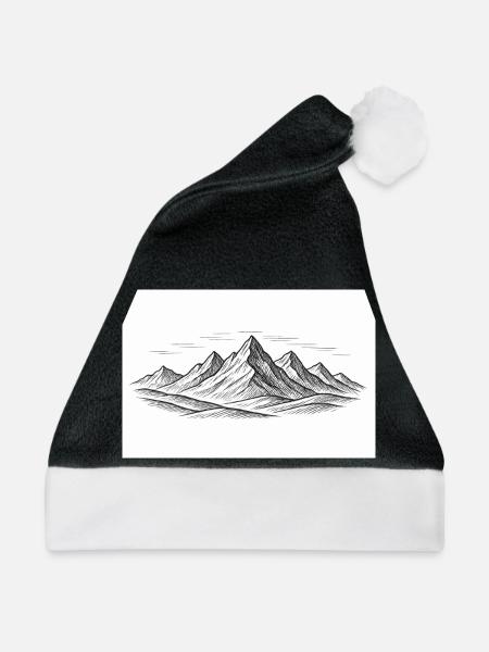 Bergpanorama - Weihnachtsmütze - Schwarz/Weiß
