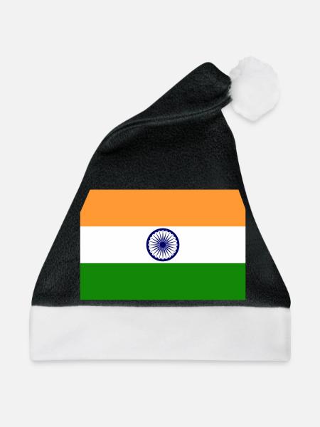 indien, Fahne, Flagge, india - Weihnachtsmütze - Schwarz/Weiß
