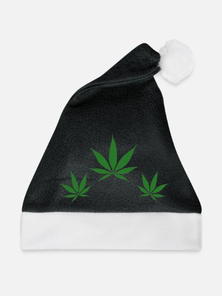 Hanfblätter - Weihnachtsmütze - Schwarz/Weiß