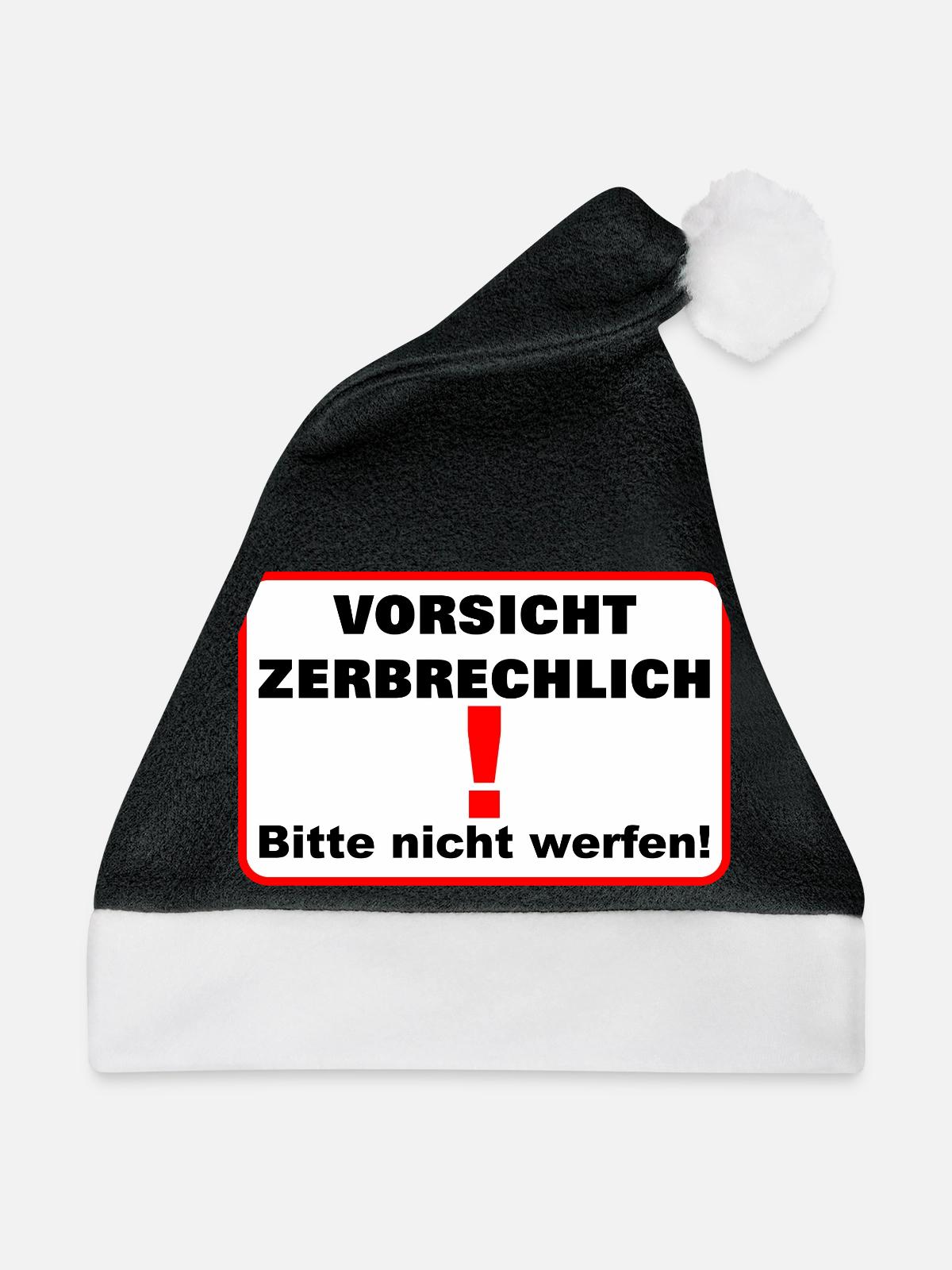 Zerbrechlich vorsicht - Weihnachtsmütze - Schwarz/Weiß - Vorne