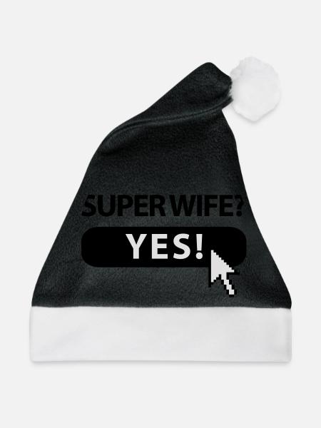 super_wife_button - Weihnachtsmütze - Schwarz/Weiß