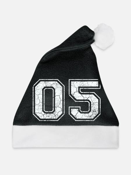 05 in weiß im Vintage-Look - Weihnachtsmütze - Schwarz/Weiß - Vorne