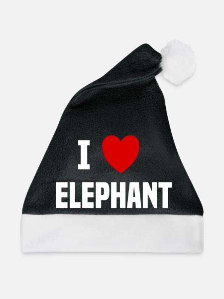 Ich liebe Elephant - Weihnachtsmütze - Schwarz/Weiß - Vorne