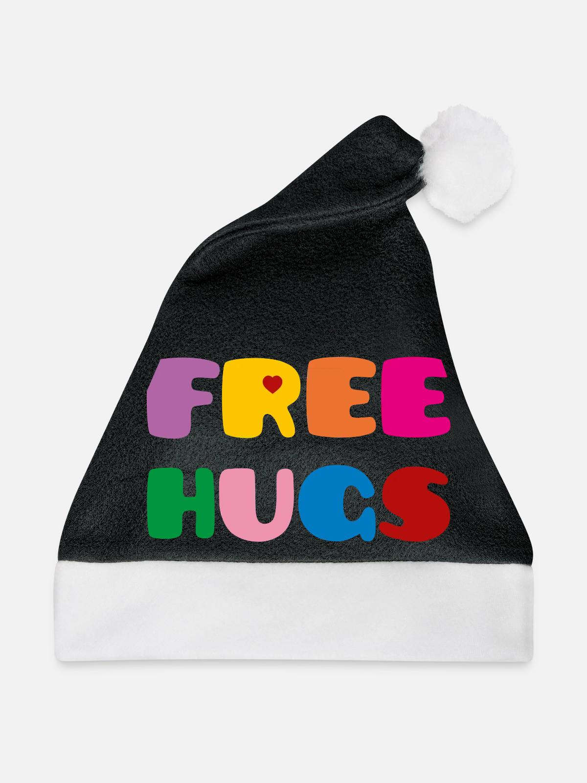 Free Hugs - Weihnachtsmütze - Schwarz/Weiß - Vorne