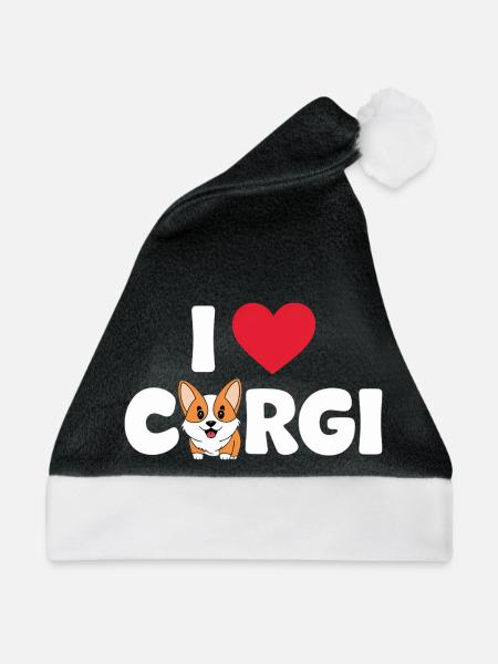 Corgi - Weihnachtsmütze - Schwarz/Weiß