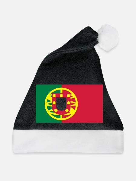 portugiesische Fahne - Weihnachtsmütze - Schwarz/Weiß