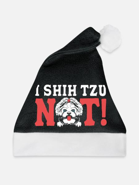 Shih Tzu - Weihnachtsmütze - Schwarz/Weiß