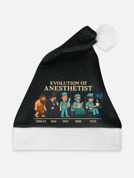 Evolution der Anästhesisten - Weihnachtsmütze - Schwarz/Weiß - Vorne