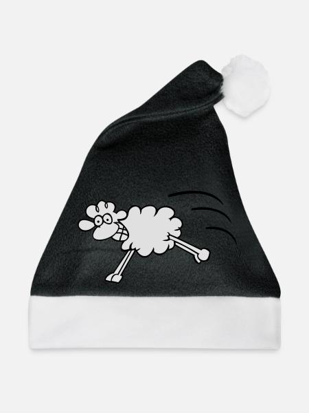 springendes Schaf - Weihnachtsmütze - Schwarz/Weiß