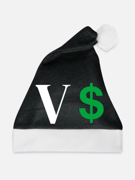 Buchstabe v Dollar - Weihnachtsmütze - Schwarz/Weiß - Vorne