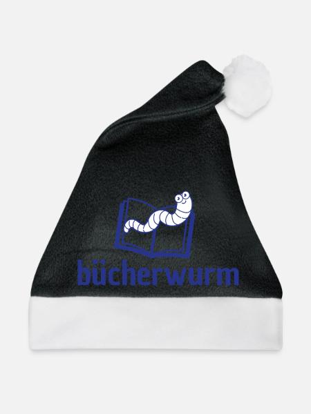 Bücherwurm - Weihnachtsmütze - Schwarz/Weiß