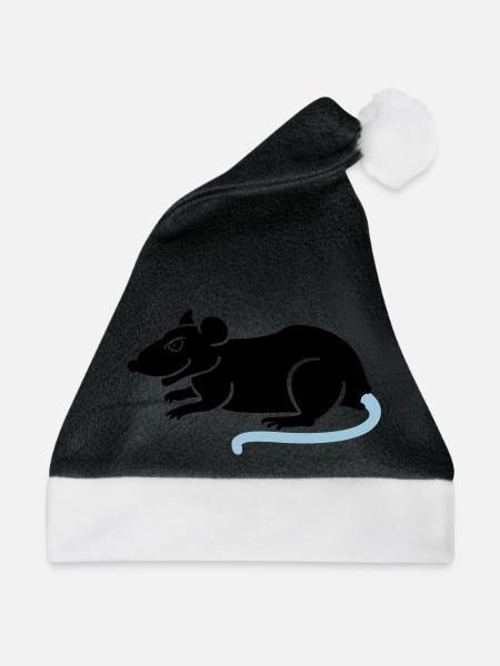 Ratte / rat (2c) - Weihnachtsmütze - Schwarz/Weiß