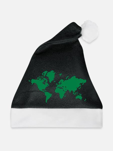 Weltkarte - Weihnachtsmütze - Schwarz/Weiß