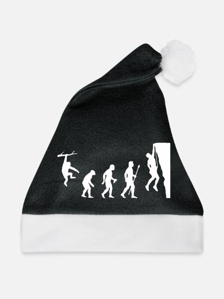 Klettern Evolution Shirt - Weihnachtsmütze - Schwarz/Weiß - Vorne