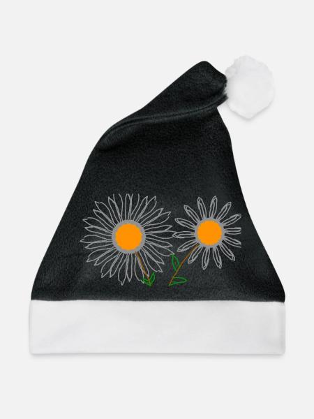 Sonnenblumen - Weihnachtsmütze - Schwarz/Weiß