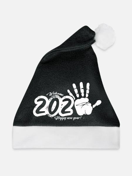 Willkommen 2025 - Weihnachtsmütze - Schwarz/Weiß