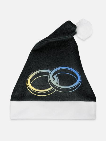 Eheringe Hochzeit - Weihnachtsmütze - Schwarz/Weiß - Vorne