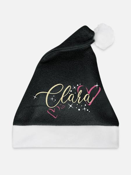 Clara Name Vorname Kalligrafieherz - Weihnachtsmütze - Schwarz/Weiß