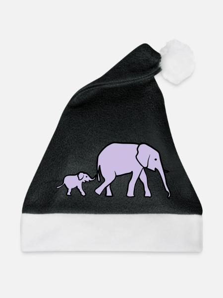 Elefant, Elefanten - Weihnachtsmütze - Schwarz/Weiß - Vorne