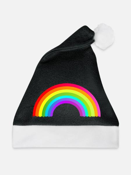bunter Regenbogen - Weihnachtsmütze - Schwarz/Weiß