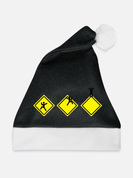 Klettern Straßenschild - Weihnachtsmütze - Schwarz/Weiß