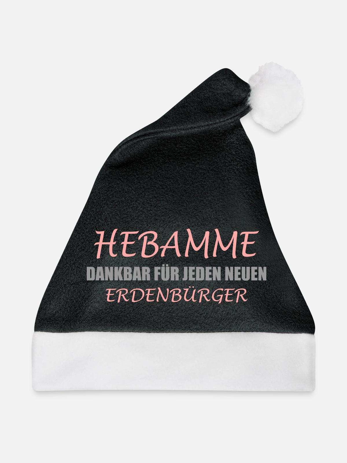 Hebamme - Weihnachtsmütze - Schwarz/Weiß - Vorne