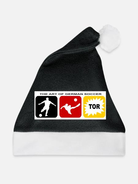 Fussball Deutschland Trikot Uniform Soccer - Weihnachtsmütze - Schwarz/Weiß - Vorne
