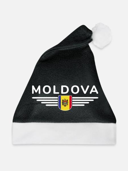 Moldau T-Shirt – Stolz auf Moldawien - Weihnachtsmütze - Schwarz/Weiß - Vorne