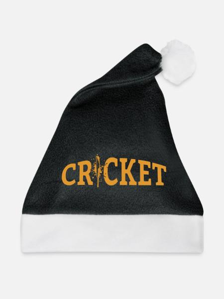 Cricket Lettering with Bat - Kricket - Weihnachtsmütze - Schwarz/Weiß