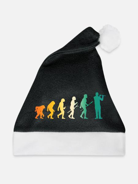 Flötist Evolution Querflöte - Weihnachtsmütze - Schwarz/Weiß
