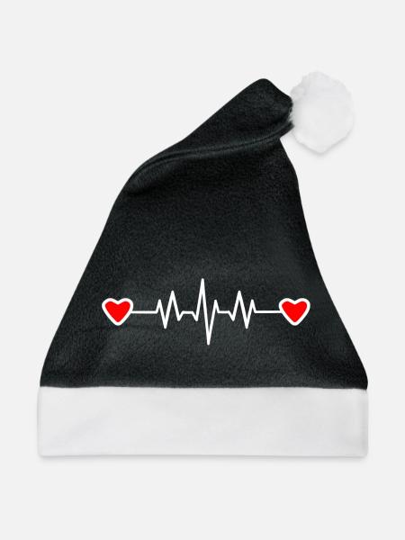 heartbeat Boobie Shirt Brust Brüste Herzschlag - Weihnachtsmütze - Schwarz/Weiß - Vorne